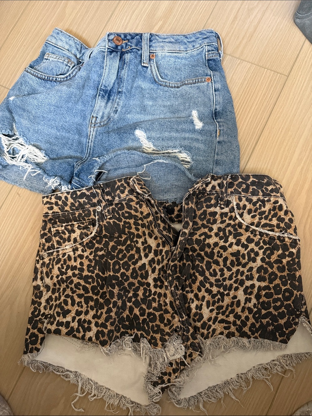 Forever 21 Leopard Print High-Rise and Denim Shorts